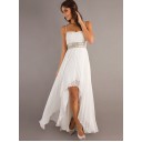 Schöne Elegant|Bescheiden Mit Schärpe|Belt Spaghetti Träger Chiffon brautkleider vorne kurz hinten lang