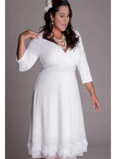 Herbst Mit Blumen V Ausschnitt Weiß Chiffon Brautkleider große Größen
