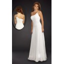 Frühling Chic|Modern Reißverschluss Weiß Chiffon Strand Brautkleider