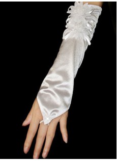 Weiß Taft Mit Blumen Elegant|Bescheiden Eye Catching Handschuhe