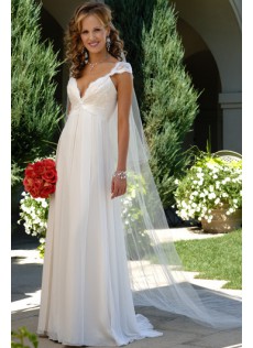 Sommer Outdoor Flügelärmel Gerade Linie Chiffon Brautkleider mit Neckholder