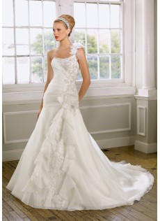 Garten Empire-Stil A-Linie Weiß Organza Brautkleider mit Neckholder