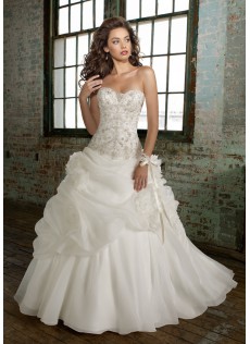 Atemberaubend Saal Empire-Stil Elfenbein Organza Brautkleider mit Neckholder
