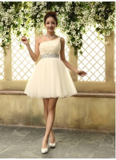 Elegant Garten|Outdoor Kristall Detail Asymmetrisch|Ein Schulter Organza A-Linie  Brautkleid