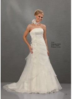 Sommer Garten|Outdoor Reißverschluss Gerade Linie Chiffon A-Linie  Brautkleid