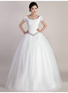 Frühling Garten|Outdoor Flügelärmel U Ausschnitt Tüll A-Linie  Brautkleid