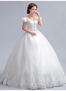 Sommer Garten|Outdoor Flügelärmel Duchesse-Linie Spitze A-Linie  Brautkleid