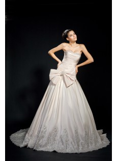 Garten|Outdoor Applikation Kapelle Zug V-Ausschnitt Spitze Duchesse-Linie Brautkleid