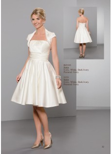 Dramatisch Sommer Outdoor Weiß Satin Kurze Brautkleider