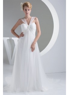 Sommer Garten Faltenkleid Empire-Stil Tüll Standesamt Kleider