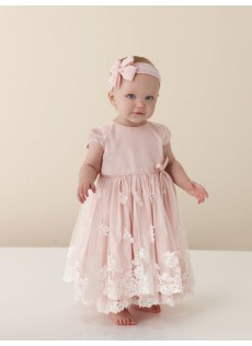Schöne Chic|Modern Natürlich Rosa Organza Festkleider für Kinder
