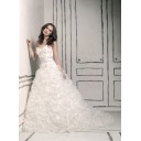 Eye Catching Garten|Outdoor Abgedeckte Ärmellos Organza A-Linie Brautkleid