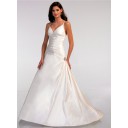 Dramatisch Chic|Modern Halle|Hotel Weiß Taft A-Linie Brautkleid