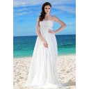 Frühling Strand Rückenfrei Trägerloser Chiffon Schlichte Brautkleider