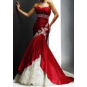 Amazing Zielort Ärmellos Rot Taft Meerjungfrau Brautkleid