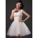 Sommer Zielort Hohe|Imperium Elfenbein Organza Kurze Brautkleider