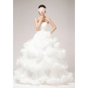 Herbst Zielort Hohe|Imperium Weiß Organza Duchesse-Linie Brautkleid