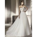 Herbst Strand Mit Blumen Weiß Organza A-Linie Brautkleid