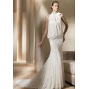 Winter Zielort Ärmellos Hohe|Imperium Organza Etui-linie Brautkleid