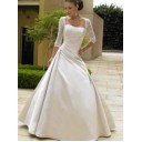 Dramatisch Herbst Zielort 3/4 Ärmel Taft A-Linie Brautkleid