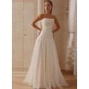 Amazing Zielort Bodenlang Ärmellos Organza A-Linie Brautkleid
