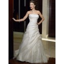 Dramatisch Chic|Modern Garten|Outdoor Trägerloser Organza A-Linie Brautkleid