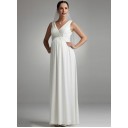 Garten|Outdoor Einfache Reißverschluss V Ausschnitt Chiffon Schlichte Brautkleider