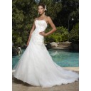 Zielort Ärmellos Hohe|Imperium Trägerloser Organza A-Linie Brautkleid