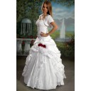 Herbst Halle|Hotel Kurze Ärmel Hohe|Imperium Taft Duchesse-Linie Brautkleid