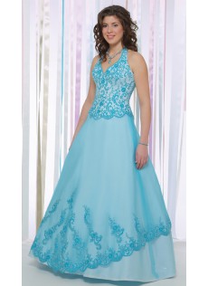 Kirche Natürlich A Linie|Prinzessin Blau Organza A-Linie Brautkleid