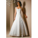Zielort Spitze Saum Hohe|Imperium Bateau Organza A-Linie Brautkleid