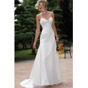Elegant|Bescheiden Strand Perlenstickerei Pinsel Schleppe Chiffon Etui-linie Brautkleid