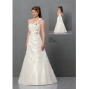 Frühling Kirche Ärmellos Weiß Organza Meerjungfrau Brautkleid