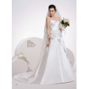 Schöne Frühling Kirche Perlenstickerei Organza Meerjungfrau Brautkleid