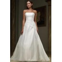 Kirche Schnürung Ärmellos A Linie|Prinzessin Organza A-Linie Brautkleid