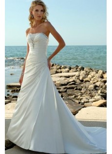 Elegant|Bescheiden Strand Kapelle Schleppe Trägerloser Taft Etui-linie Brautkleid