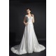 Frühling Garten|Outdoor Kurze Ärmel Himmelblau Satin A-Linie Brautkleid