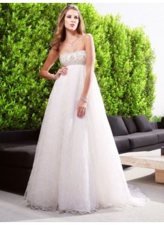 Niedlich Garten|Outdoor Ärmellos Hohe|Imperium Organza A-Linie Brautkleid