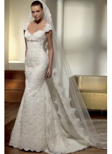 Chic|Modern Halle|Hotel Flügelärmel Weiß Spitze Meerjungfrau Brautkleid
