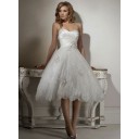 Garten|Outdoor Wadenlang Ärmellos Ballkleid Organza Kurze Brautkleider