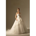Halle|Hotel Ärmellos Natürlich Weiß Organza Duchesse-Linie Brautkleid