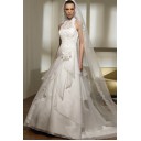 Winter Kirche Natürlich Weiß Organza A-Linie Brautkleid
