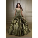 Eye Catching Herbst Zielort Mit Applikation Taft Duchesse-Linie Brautkleid