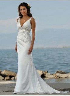Sommer Strand Abgedeckte A Linie|Prinzessin Taft Etui-linie Brautkleid