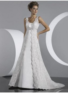 Eye Catching Strand Ärmellos Weiß Spitze A-Linie Brautkleid