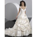 Frühling Zielort Hohe|Imperium Elfenbein Taft Duchesse-Linie Brautkleid