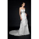 Kirche Kapelle Schleppe Trägerloser A Linie|Prinzessin Organza A-Linie Brautkleid