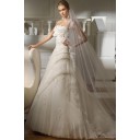 Schöne Chic|Modern Kirche Trägerloser Organza A-Linie Brautkleid