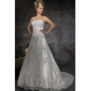 Vintage|Zeitlos Kirche Spitze Saum Hohe|Imperium Spitze A-Linie Brautkleid