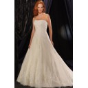 Frühling Garten|Outdoor Mit Applikation Dom Schleppe Organza A-Linie Brautkleid